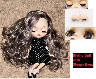 Maßgeschneidert 12'' Blythe Puppe Schlafaugen BJD Gebogene Lippen Individuell Matt Gesicht Zum Selbermachen Spielzeug