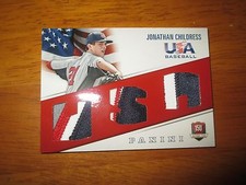JONATHAN CHILDRESS 2015 Panini USA Baseball Game Used TRIPLE PATCH #4/35 Card