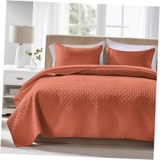 King Size Quilt Bedding Set Lightweight King/Cal 96"x110" Burnt Orange