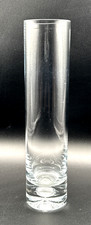 Art Glass Clear Cylinder Bud Vase With Controlled Bubble Base 10" tall