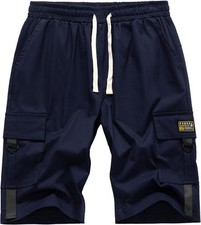 Men's Cargo Shorts Loose Fit Lightweight Cotton Multi Pocket Outdoor Casual Wear