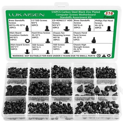 516 STCK. Computer Schrauben Sortiment Kit, 6-32 Stecker auf M3 Buchse Kohlenstoffstahl Nick