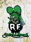 VINTAGE RF RATFINK 8x6.5" PETROLEUM PORCELAIN GAS PUMP STATION MOTOR OIL SIGN