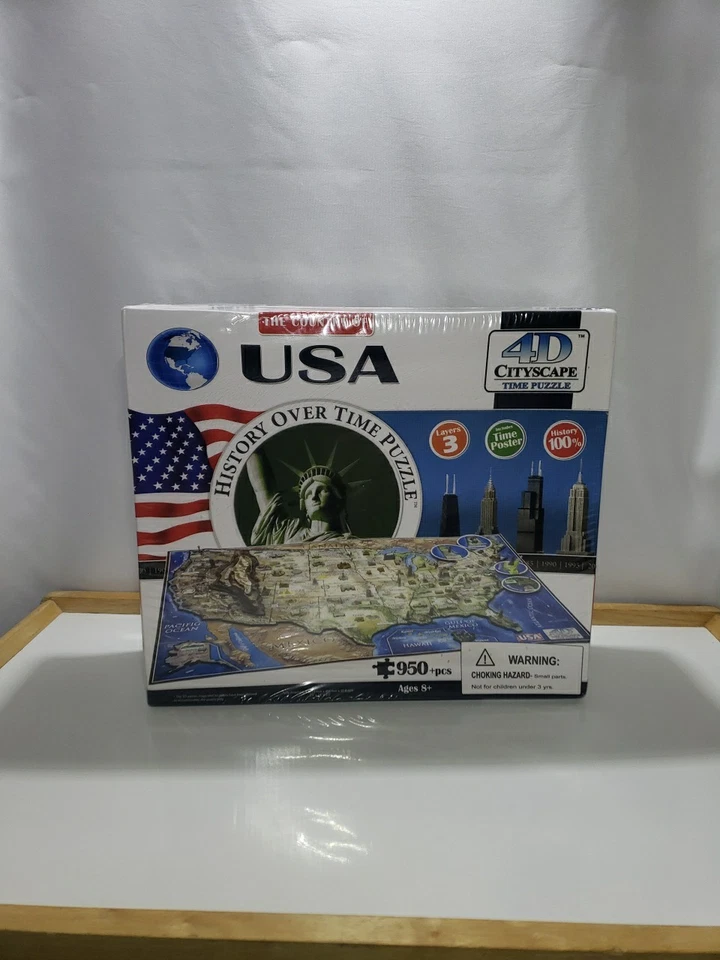 Rompecabezas Paisaje Urbano 4D EE. UU. Historia Con el Tiempo Rompecabezas 950 Piezas Nuevo Sellado Foto 2 de 4