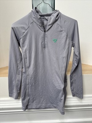 Aubrion Women's Equestrian Shirt Small Gray Moisture-Wicking Zip Pocket Riding