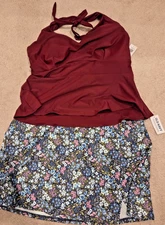 Women’s Old Navy XL Halter Tankini Swim Set with Floral Skirt NWT