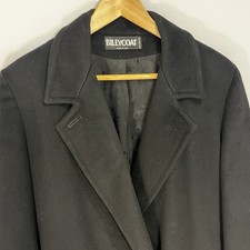 Vtg 80s Billycoat Blk Wool Trench Coat Double Breasted Women  s 4 Drk Academia