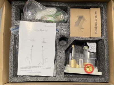 SR SUN RISE 12'' Square Rain Shower System Brushed Nickel SRSH-BD1203-G, Open Box