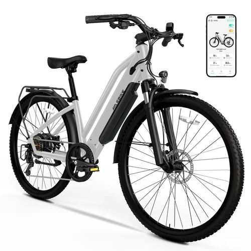 500W Electric Bike 26'' x 1.95'' 23MPH Dual Disc Brakes 7-Speed E-City Bike