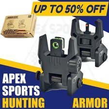 Foldable Iron Sights Flip-up Front and Rear Sight Fiber Optics Dual Aiming Mode