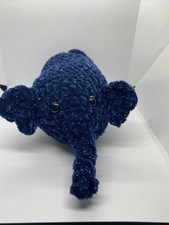 Handmade Blue Sparkly Crochet Elephant With Black Safety Eyes