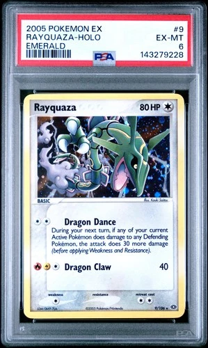 2005 POKEMON EX EMERALD #9 RAYQUAZA-HOLO PSA 6