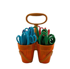 Fiskars 5" Pointed Blunt-tip Kids Scissors Class Caddy 24 Count , 6 Each Color