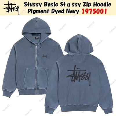 Stussy Basic Stüssy Zip Hoodie Pigment Dyed Navy 1975001 - Photo 1/3