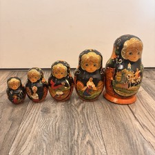 Vintage 1997 Matryoshka Russian Nesting Dolls Hand Painted 5 Piece Set Signed