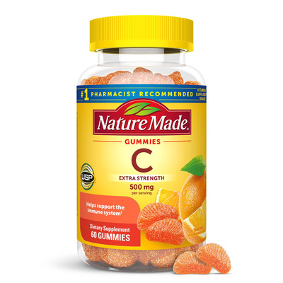 Nature Made Vitamin C Gummies 500mg Immune Support 60 Count Tangerine Flavor