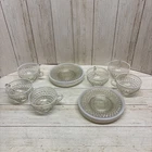 Vntg Anchor Hocking Moonstone Opalescent Glass Set Of 6 Cups & Saucers