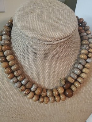 Vintage Natural Elements Beaded Necklace 32'' Long 