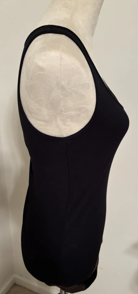 Camiseta sin mangas vintage Y2K Express Holiday negra lentejuelas algodón pima talla grande nueva con etiquetas Foto 3 de 4