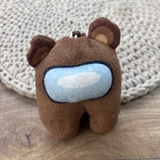 Among Us Brown Bear Crewmate Plush Bag Clip 4” Keychain