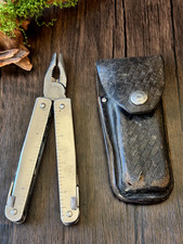 Vintage Victorinox Swiss Multi Tool Pliers Knife W/ Leather Sheath ~ 203