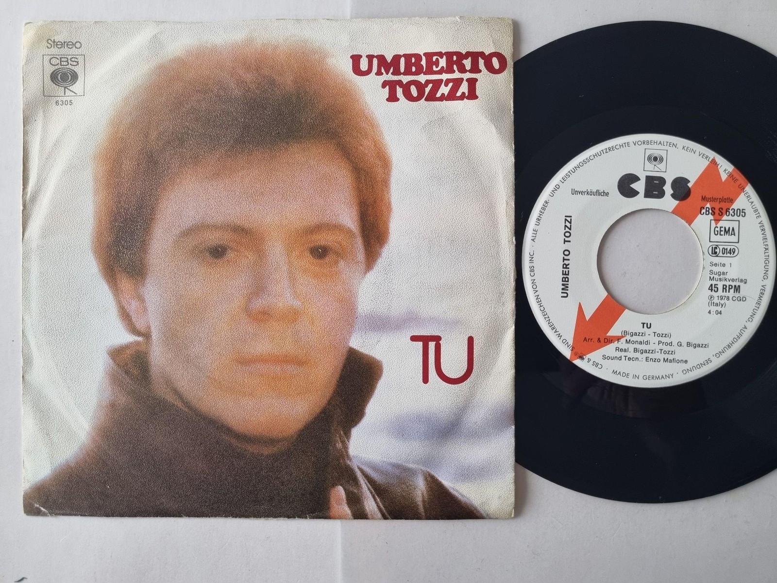 Umberto Tozzi - Tu 7'' Vinyl Germany PROMO