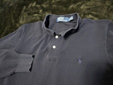 POLO RALPH LAUREN Long Sleeve Shirt Dark Blue w/Red Pony Mens Size L USA Made