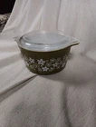 Vintage PYREX Green Crazy Daisy Casserole Dish 473 1 QT Spring Blossom With Lid