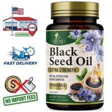 Black Cumin Seed Oil 1000mg Nigella Sativa 60 Softgels, 30 Day Supply