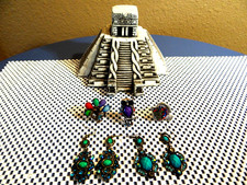 Lote de 6 pirámides mayas vintage de Chichén Itzá México con joyas mexicanas