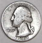 1942-P Washington Quarter - Very Good - #2881A