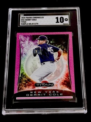 2020 Panini Titan Gerrit Cole #26 Purple Mojo 02/75 HOF SGC 10 Only 1 Card Pop