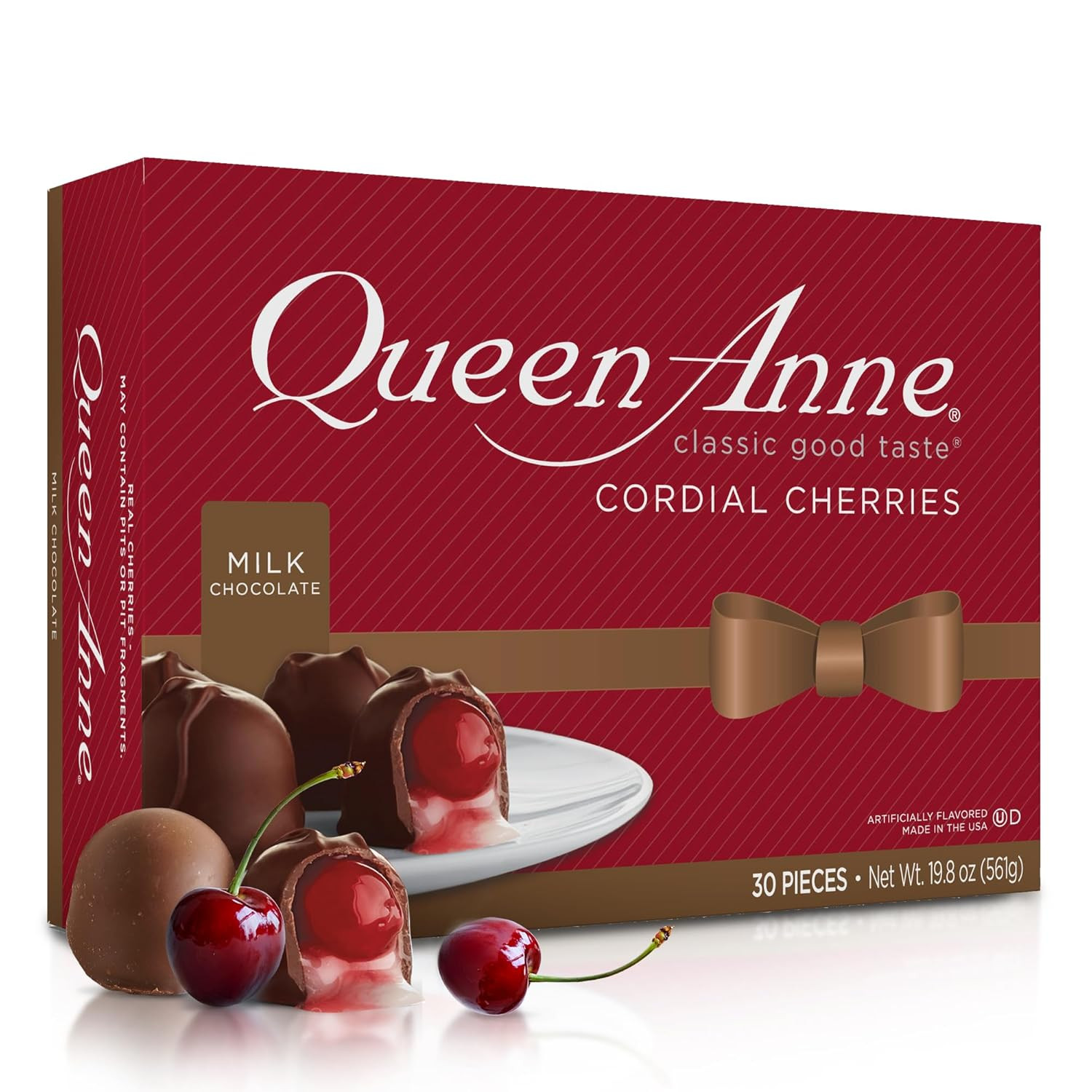 Anne Milk Chocolate Covered Cordial Cherries | 19.8 Oz | 30 Piece Gift Box | Who