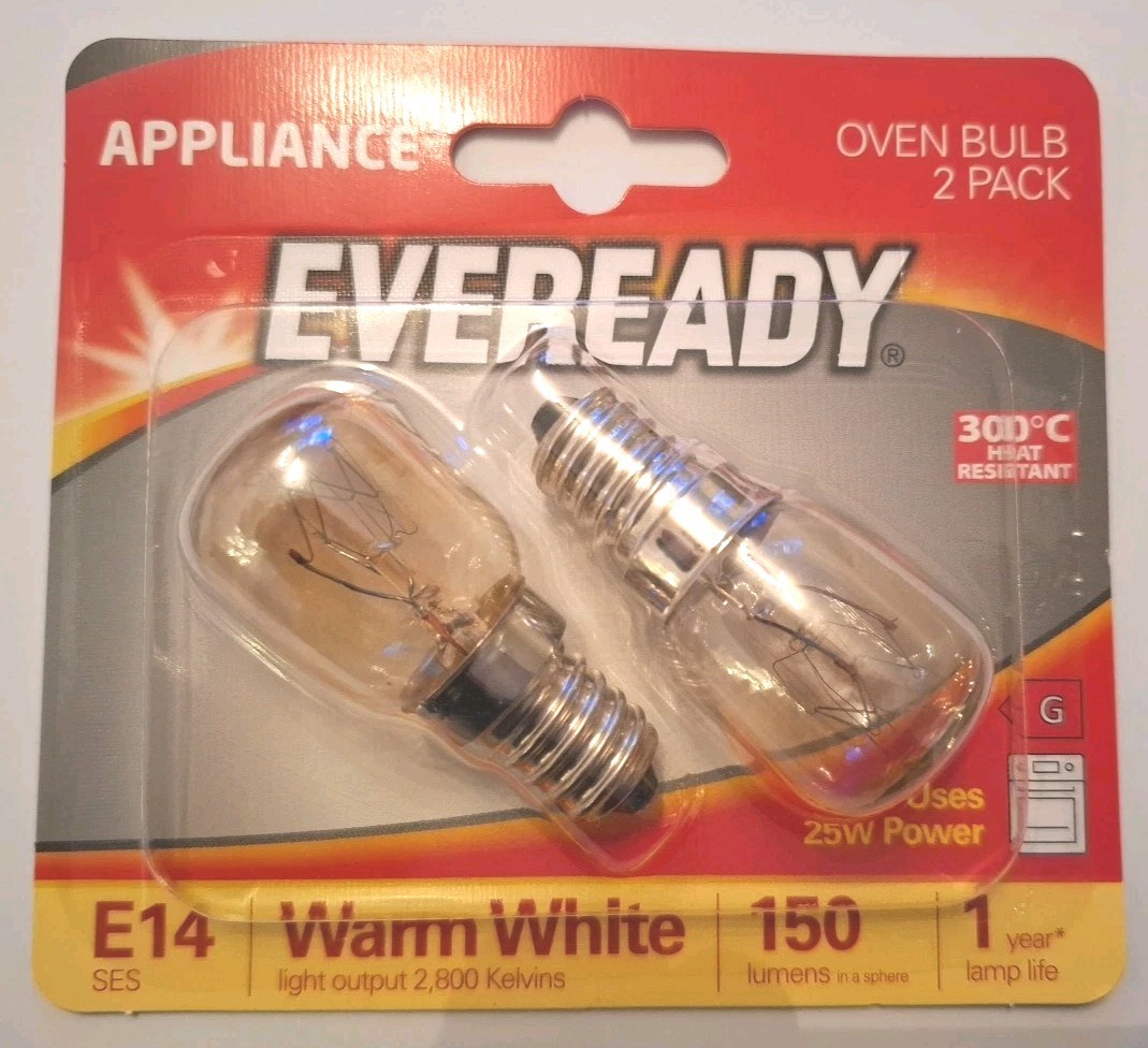 4x Eveready 25W Oven Bulb 300°C Cooker Appliance Lamp Light 25W 240V SES E14 AEG