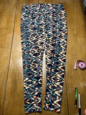 Lularoe Tall Curvy Leggings Blue Green Orange White Flowers