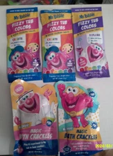 5 NEW Mr. Bubble fizzy tub colors w/ 6 different colors magic bath crackles pop
