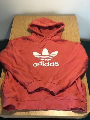 ADIDAS ORIGINALS TREFOIL HOODIE Salmon Orange Sz Large 100% AUTHENTIC
