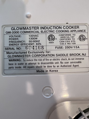 GLOWMASTER GMI-2000 Induction Cooktop - Picture 6 of 7