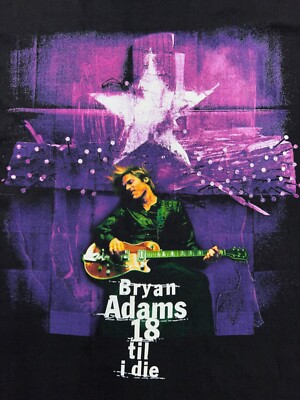Mens Vintage 1997 BRYAN ADAMS 18 Til I Die Tour T Shirt Tee Black