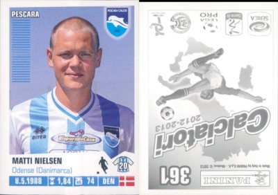 Sammelbild Fußballer Panini 2012/13 Pescara Nielsen N.361 Neu, Perfekt