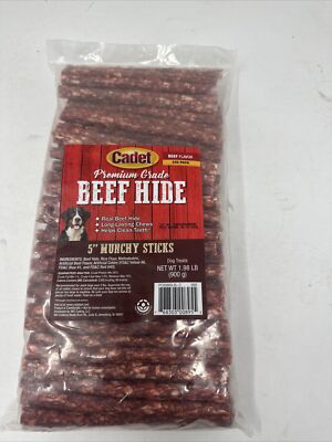 Cadet Premium Grade Munchy Beef Hide Sticks Beef Flavor 5 Inch, 100 Pack