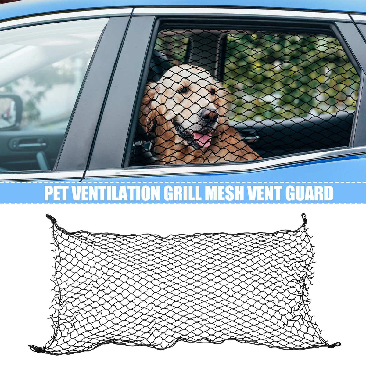 120x70cm Car Window Pet Gate Puppy Ventilation Grille Mesh Vent Guard Black