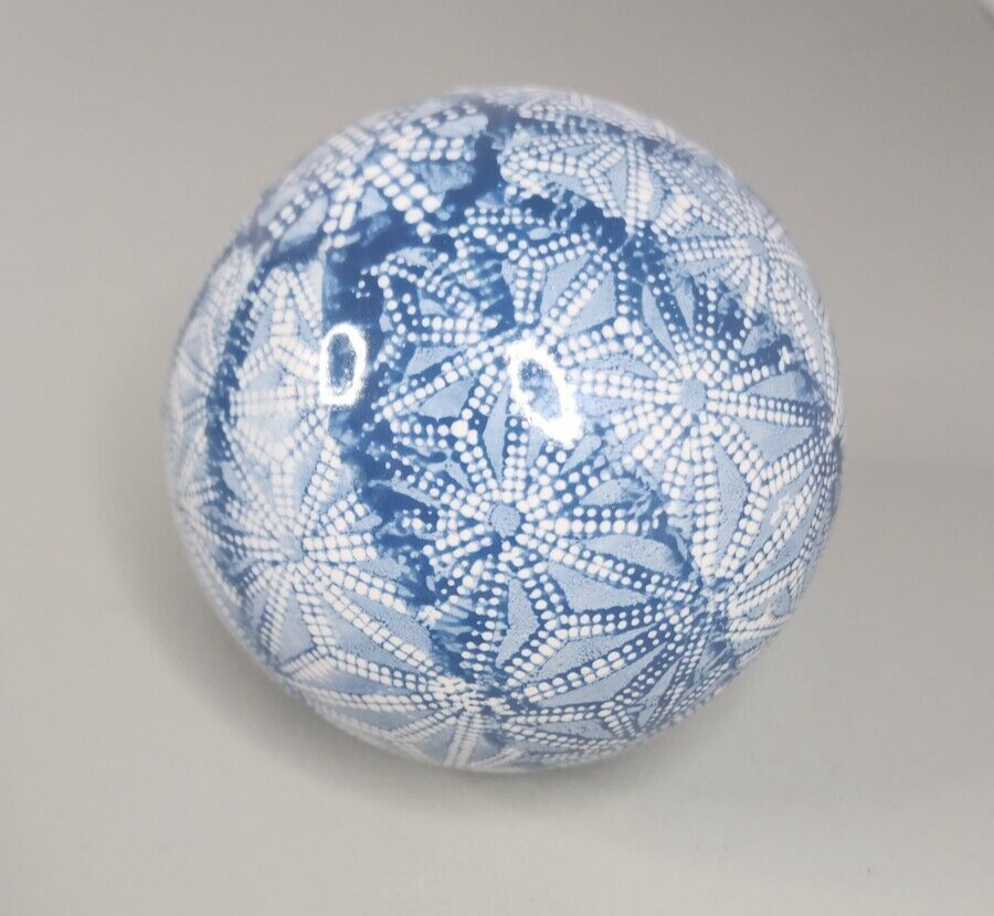 Blue & White Ceramic Carpet Balls Decorative orbs Decor Set Of 5 Large