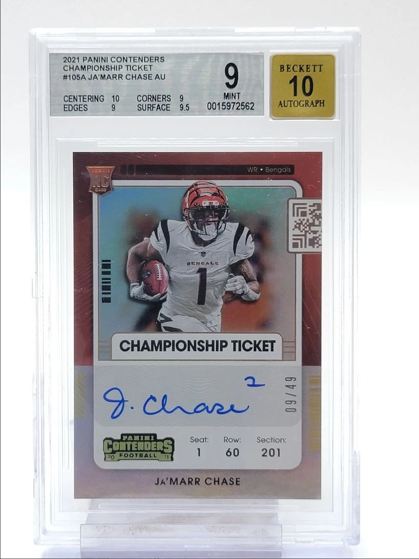 JaMarr Chase Panini Contenders Draft Picks Game Day Ticket Signatures #GTSJC Bowl Championship