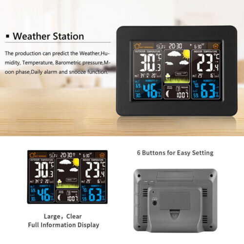 Digital LCD Indoor & Outdoor Weather Station Clock Thermometer Humidity Wireless - Bild 5 von 10