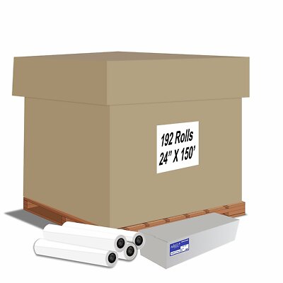 Alliance Wide Format Paper 24'' x 150' Rolls 20lb 92 Bright 192 Rolls w/2'' Core