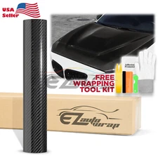 7D Carbon Fiber Black High Gloss Auto Vinyl Wrap Sticker Sheet Film Decal DIY