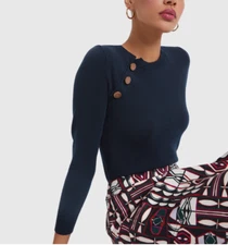 NWT G. Label by goop Spindler Side-Button Sweater Navy Blue sz S GOOP