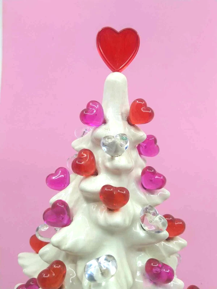 45 Valentine Lights & Med Red Heart Topper for Ceramic Christmas Tree Bulbs Star - Image 2 of 4