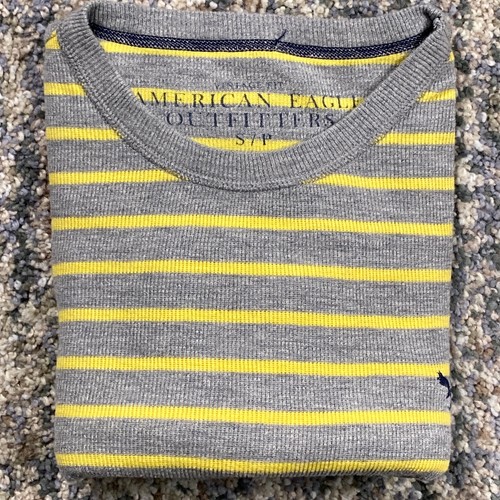 American Eagle Thermal Shirt Mens Size Small Yellow Long Sleeve Striped - 第 10/11 張圖片